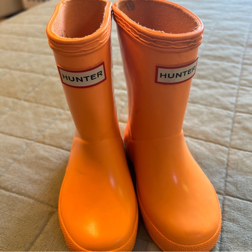 Orange Hunter rain boots
